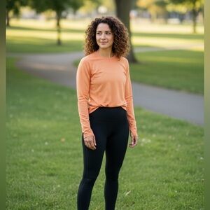 7 Mesh cycling base layer thermal long sleeve small orange